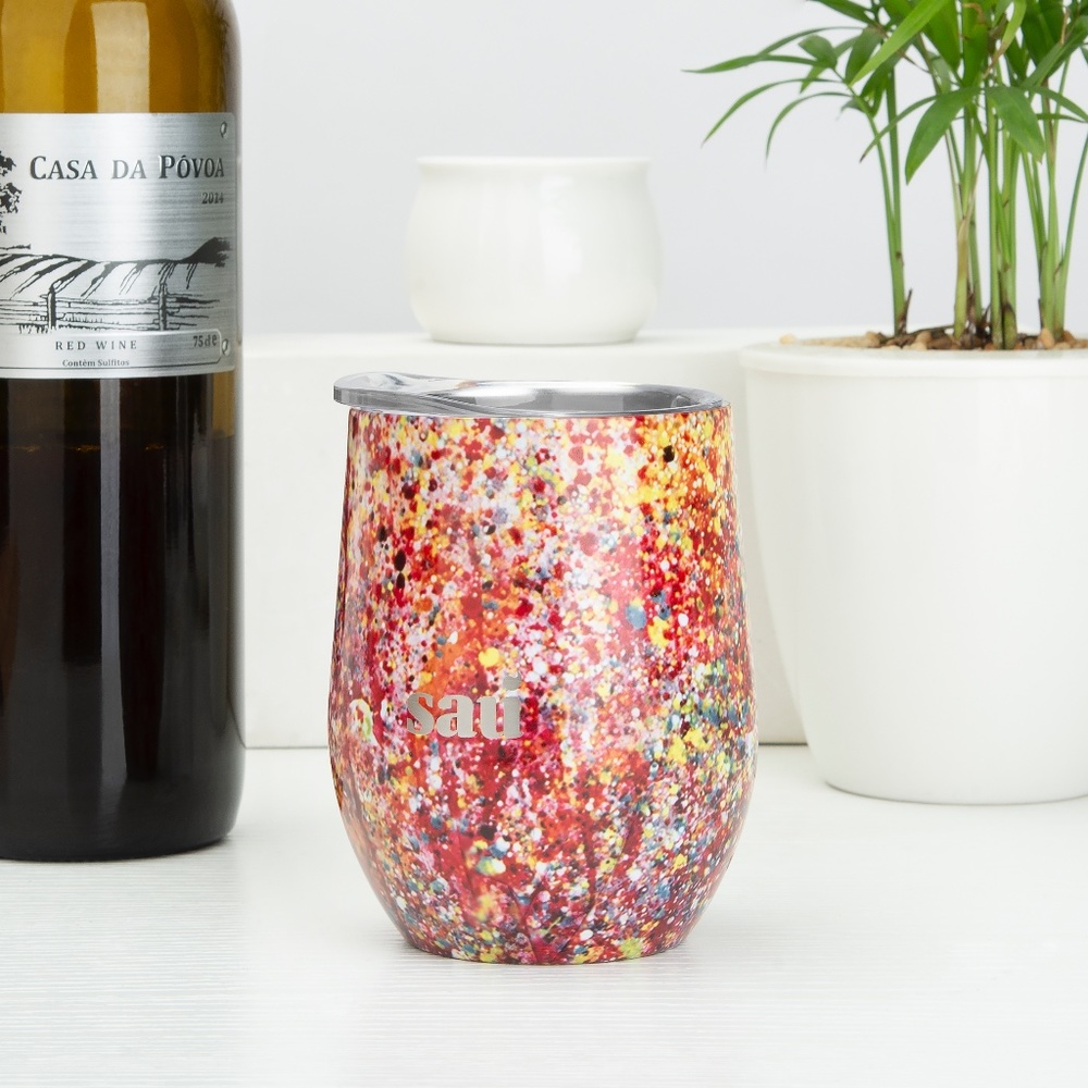 Stainless Steel Vacuum Insulated Wine Tumbler Cup with Lid 355 ml